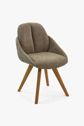 Barna tölgyfotel natúr tölgy lábakkal, kényelmes karfás design